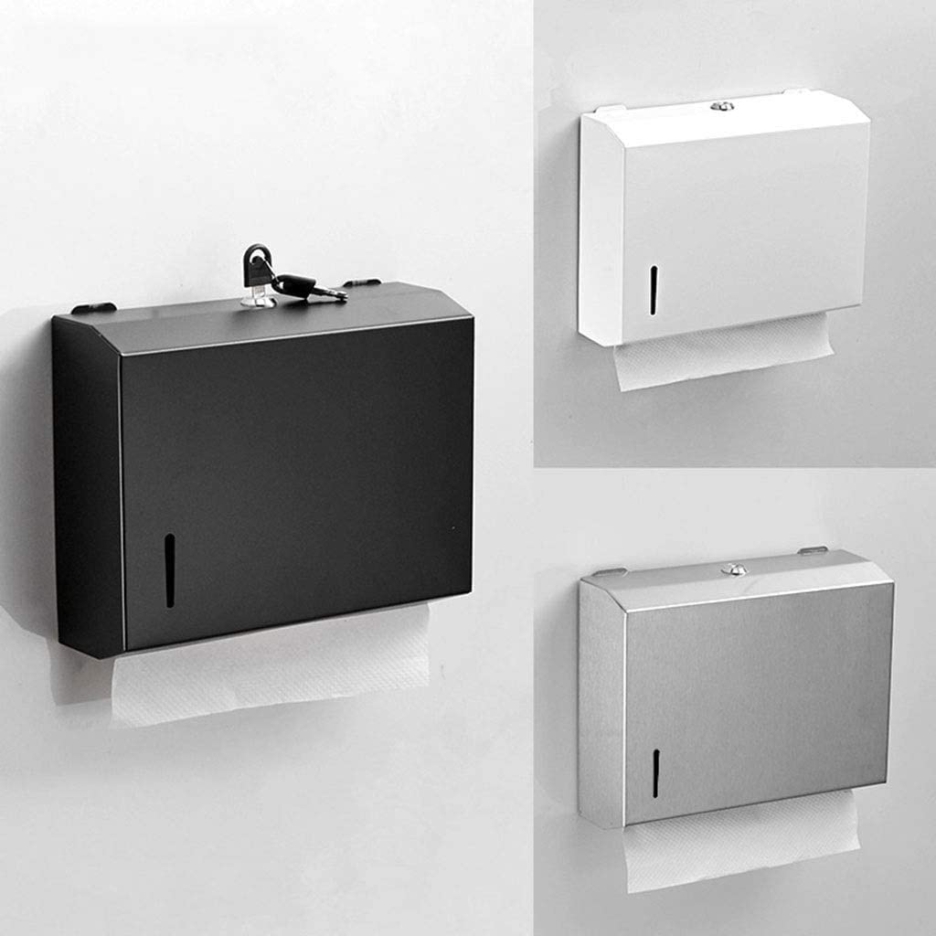 BKEKM Dispenser Salviette Dispenser di Asciugamani di Carta Commerciali con Montaggio a Parete Dispenser di Asciugamani Impermeabili in Acciaio Inossidabile per Cucina da Bagno Hotel Moda