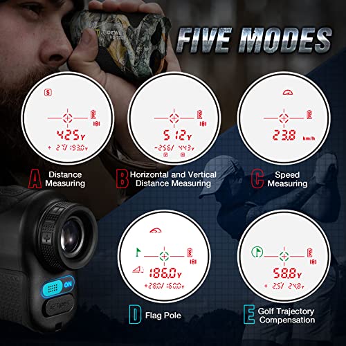 Tidewe Hunting Rangefinder With 700Y Red & Green Oled Display, Built-In Magnet Multi Functional Waterproof Golf Range Finder With Rechargeable Battery, Adjustable Brightness (Black) #TOP2