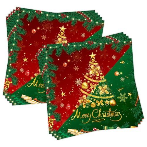 40 Stück Weihnachtsservietten 33x33 cm – Rote und Grüne Servietten...