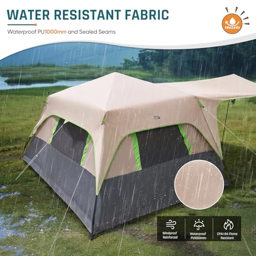 Image of 8 Person Instant Cabin Tent, Easy 60 Second Setup Family Tents for Camping, Pop up Camping Tent, Large Waterproof Tents for Outdoor Camping, Spacious Interior, Upgraded Ventilation