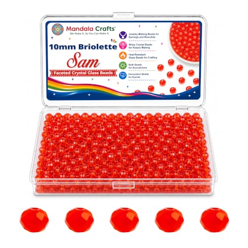 Mandala Crafts Sam 10mm Briolette Glass Crystal Beads for Crafts Jewelry