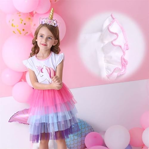Vikita Girls Summer Cute Princess Sundress Short Sleeve Casual Polyester Dress Sh4590 5-6 Years #TOP3