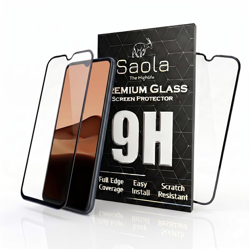Image of Saola HD+ Oleophobic Tempered Glass Screen Protector For Vivo Y20G (Pack Of 2) with Free Installation Kit. Full screen Coverage - 6.51 inch