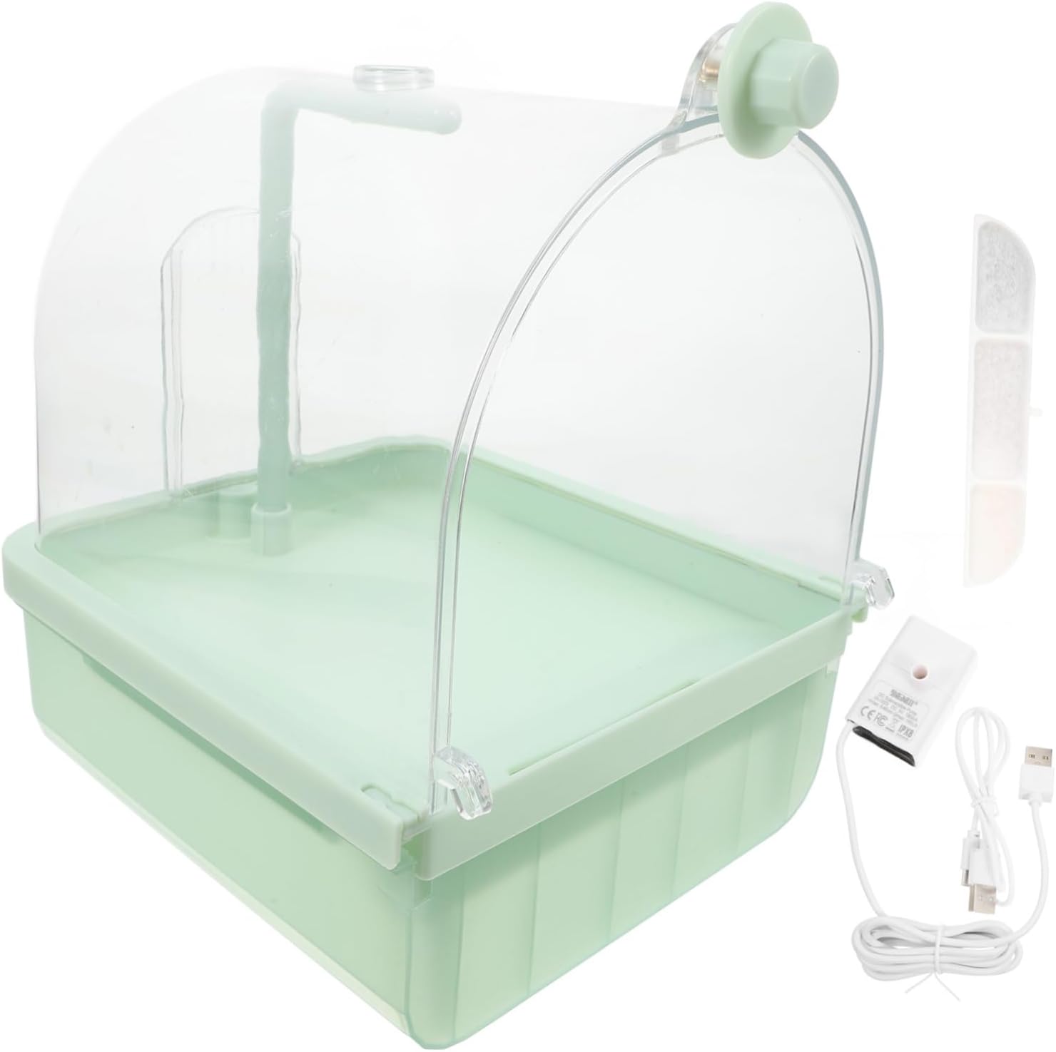 balacoo Automatic Bird Bath Rotating Faucet for Indoor Bird Cages Handsfree Bathing for Parrots and Conures Easy to Clean