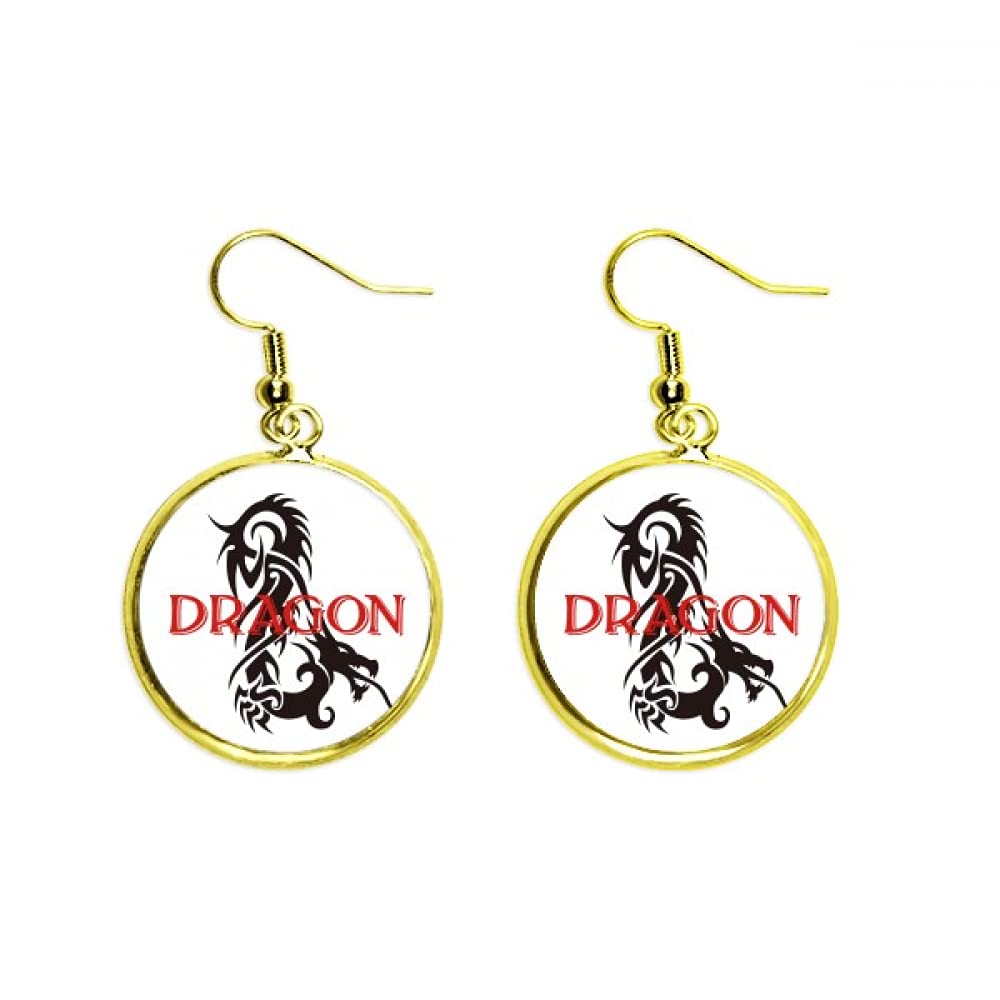 offbbAnimal Dragon Oriental Myth Western Myth Ear Dangle Golden Drop Earring Jewelry Woman