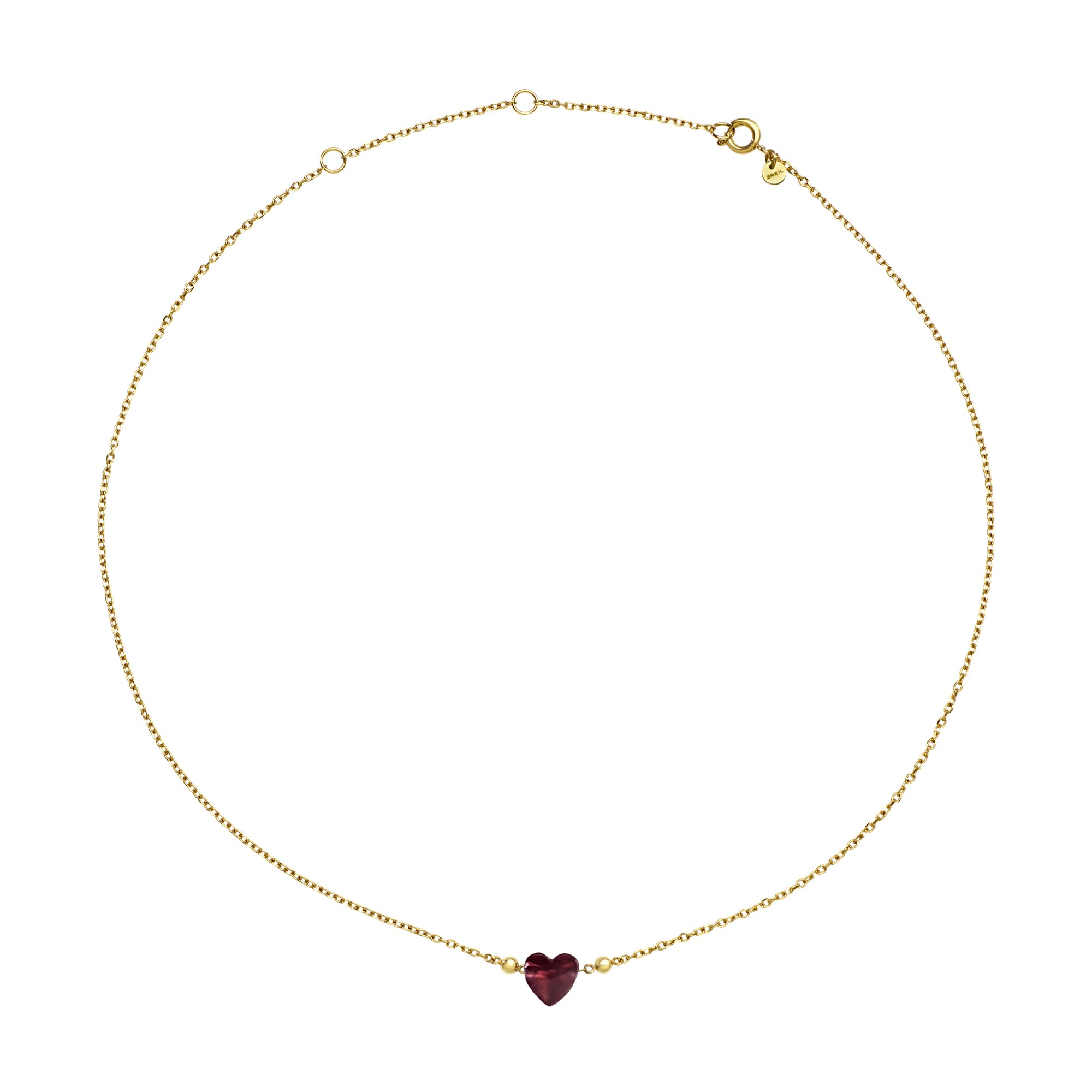Breil, Collezione Candy, Collana Donna in Acciaio Lucido Effetto Specchio e Pietra a Forma di Cuore, Chiusura Regolabile, Collana con Cuore da 45 Cm