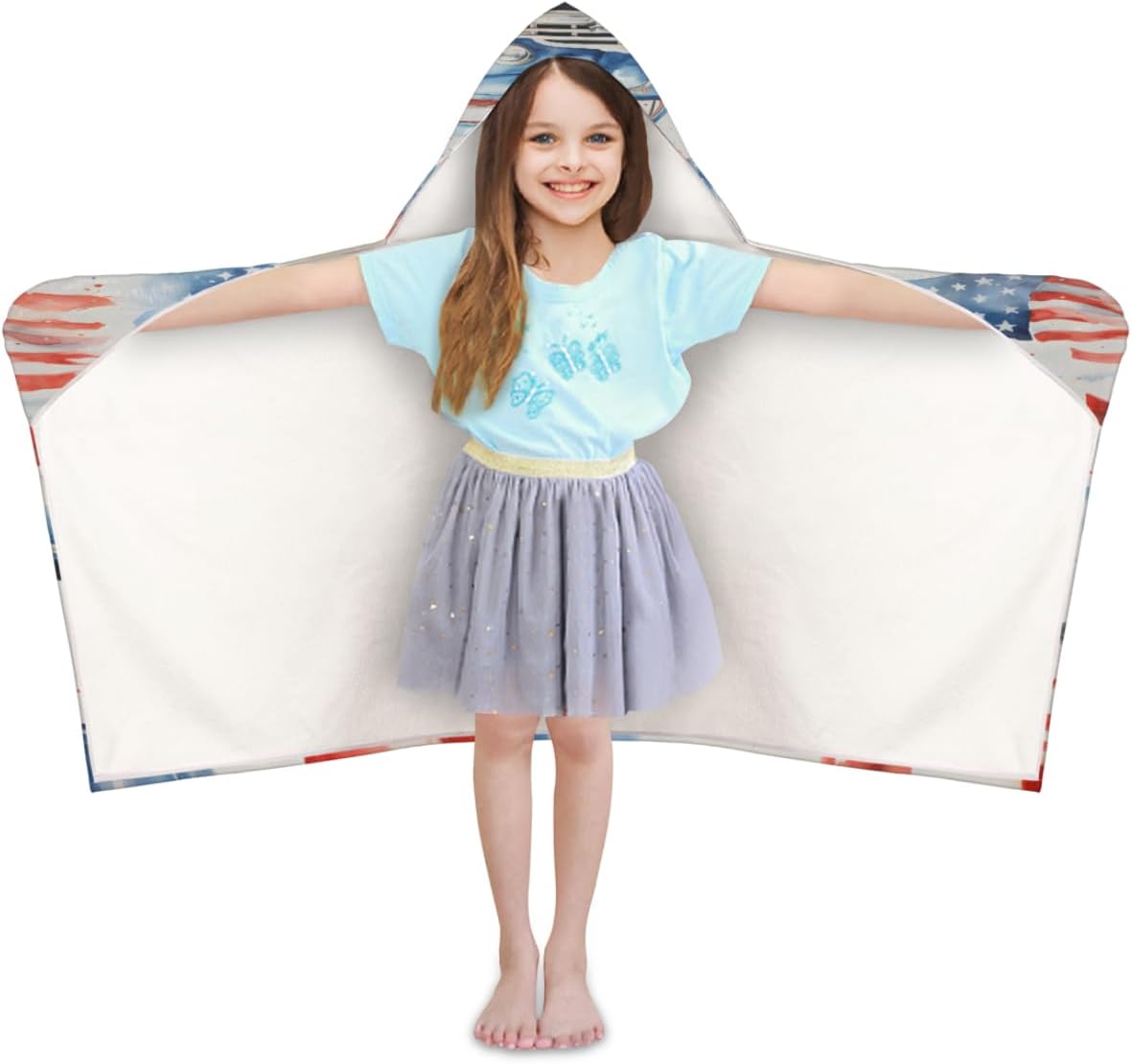 Kids Bath Towel 4th of July Car Beach Towel with Hood Pool Cover Up for Girls Boys Soft Absorbent Hooded Bath Towel Toddler Towels for Beach, Pool