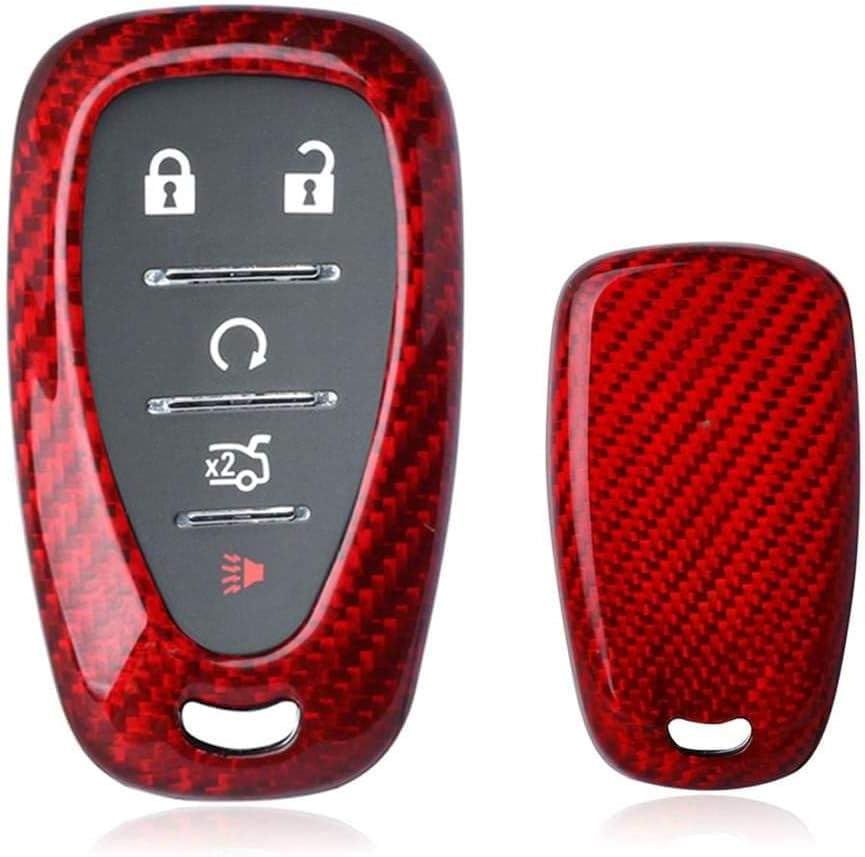 iJDMTOY Red Carbon Fiber Key Fob Protective Cover Case Compatible with 2016-up Chevrolet Camaro Cruze Spark Volt, 2017-up Malibu Bolt Sonic Trax, etc w/ Smart Keyless Fob