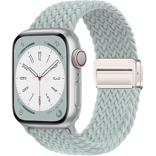 Magnetic Braided Band for Apple Watch Bands for Women Men 40mm 44mm 49mm 42mm 46mm 45mm 38mm 41mm,Stretchy Elastic Nylon Sport Solo Loop Strap Wristband iWatch Series 11 10 9 8 7 6 5 4/SE 3/Ultra 2/3