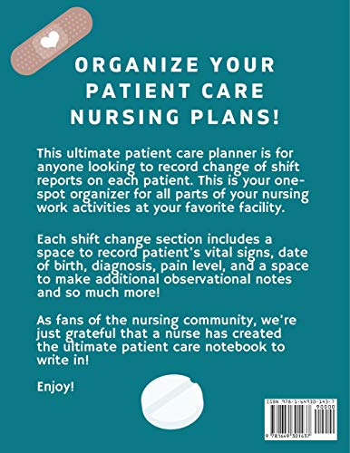 Nursing Change Of Shift Report Notebook: Patient Care Nursing Report Change of Shift Hospital RN's