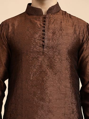 SKAVIJ Men's Indian Art Silk Kurta Pajama Set Wedding Party Wear Dress3