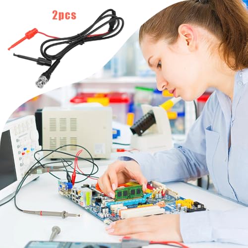 Image of Joyzan BNC to Test Hook Clips,Mini Dual Probe Coaxial Cable Leads Set P1020 | Testing Plunger Probes Ended IC Male Plug Oscilloscope Minigrabber Accessories 50Ω Coax Machine Signal Generator Multimeter