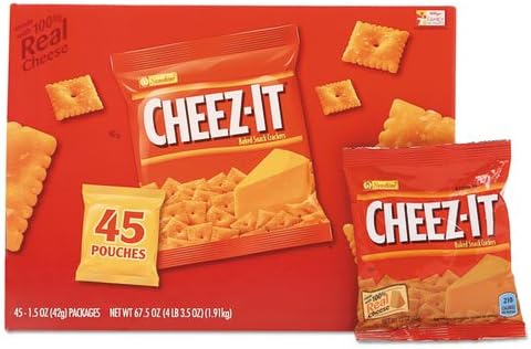 Cheez-It Original Cheese Crackers - School Lunch Food, Baked Snack, Single Serve,1.5 Ounce (Pack of 36)