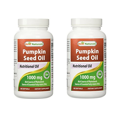 Best Naturals Pumpkin Seed Oil Capsules, 1000 mg, 180 Count (Pack of 2)