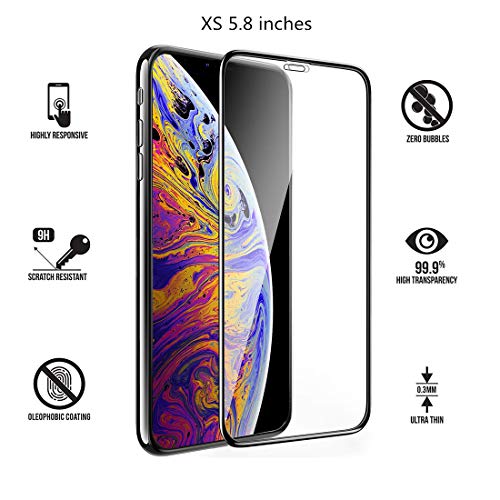 3D Volle Abdeckung Schutzfolie für iPhone X/XS, Vaxiuja 3D Volle Abdeckung 0.3mm Stärke 9H Härte HD Hochwertiger Stahl Explosion sgeschützter Stahl Kratzfestes Glasschirm Schutz für iPhone X/XS