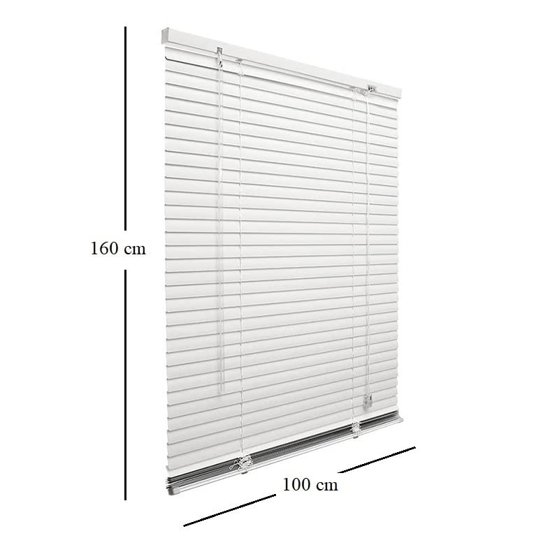 Virsus Tenda Veneziana in PVC 3789, colore Bianco, tenda parasole, fissaggio a muro, persiana regolabile in altezza e lamelle inclinabili per proteggere dalla luce e caldo, per finestre (100x160 cm)