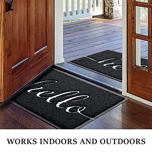 Beneathyourfeet Door Mat 2-Pack Indoor Outdoor Doormat Multiple-Use Welcome Mats For Front Door Easy To Clean Garage Floor Mat Durable Wear-Resistant Rugs For Outside Entry(30"X17.5",Black) #TOP4