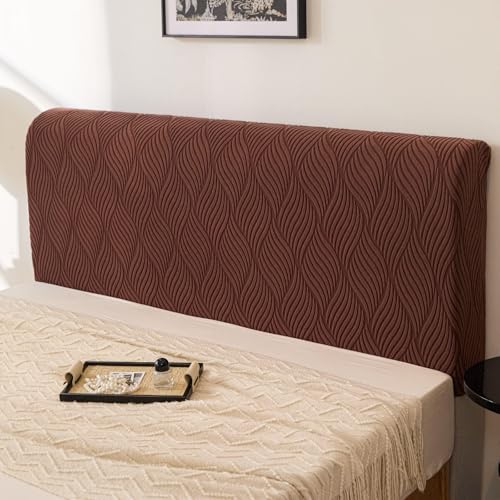 Image of HOMETHREADS Stretchable Lycra /Velvet Headboard Cover | Soft, Dust-Proof & Wrinkle-Resistant Bed Back Protector | Fits Leather, Wooden & Fabric Bedsides |for 5ft to 5.5ft Beds | (Brown, 150x65cm)