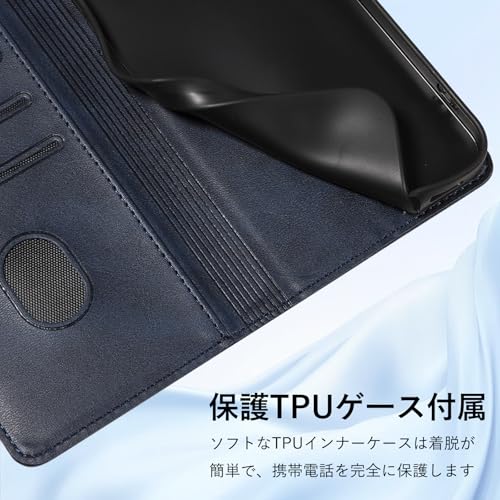 iphone 14 ケース 手帳型 携帯カバー レザー 耐衝撃 耐摩擦 軽量 着脱しやすい 全面保護 手触りが良い マグネット式 カード収納 スタンド機能 人気 上質 6.1インチ対応 EUMADOVE (ディープオーシャンブルー, iPhone 14)