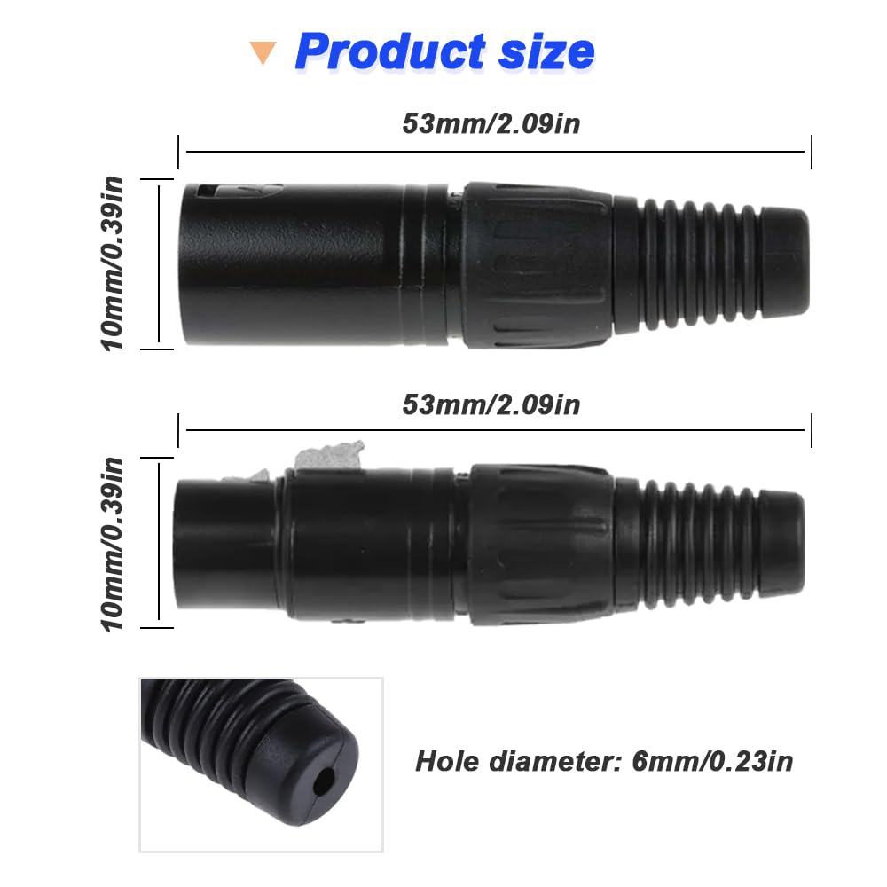 HAAMNING7 5 polige XLR Buchsen und 5 polige XLR Stecker, 5 polige XLR Stecker, Audio Mikrofon Stecker für Lautsprecher, Mikrofon, Kamera, Verstärker (8 Stück)