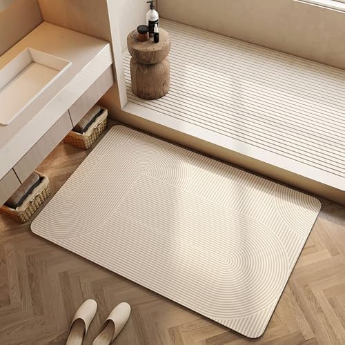Lukery Alfombra de Diatomita Baño, Beige Alfombrilla de Baño Antideslizantes, Lavables Súper Absorbente Alfombra de Baño, para Bañera, Ducha, Cuarto de Baño y Cocina (40x60cm,Abstracción)