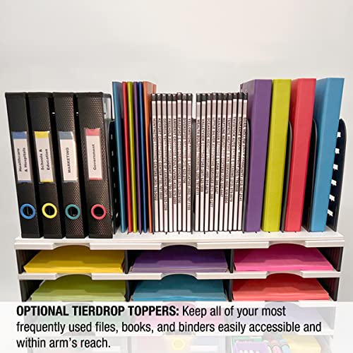 Desktop Organizer 9 Letter Tray Sorter Plus Riser Storage Base & 3 Storage Drawers - Tierdrop Plus Stores All Of Your Documents & Supplies In Clear View & Within Arm's Reach Using Minimal Desk Space #TOP6