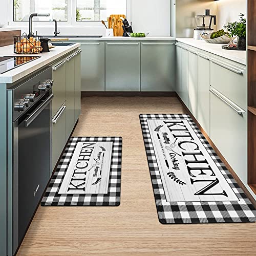 Hebe Kitchen Rug Sets 2 Piece With Runner Waterproof Non Slip Kitchen Rugs And Mats Set Farmhouse Kitchen Mats For Floor Natural Rubber Thin Runner Rugs Set For Door Entrance #TOP7