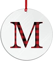 Vista 2 de Adornos colgantes de árbol de Navidad con monograma personalizado con letra M para árbol de Navidad, decoraciones de árbol de Navidad de invierno