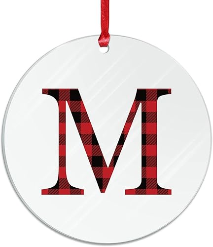 Miniatura 2 de Adornos colgantes de árbol de Navidad con monograma personalizado con letra M para árbol de Navidad, decoraciones de árbol de Navidad de invierno,