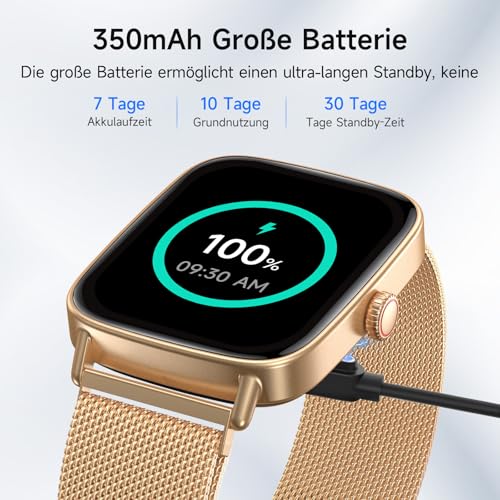 Smartwatch Damen mit Telefonfunktion,1.85" HD Uhren Damen mit Herzfrequenz Schlafmonitor SpO2 Schrittzähler,110+ Sportmodi Fitnessuhr,IP68 Wasserdichte Smart watch Kompatibel für iOS/Samsung/Android 6