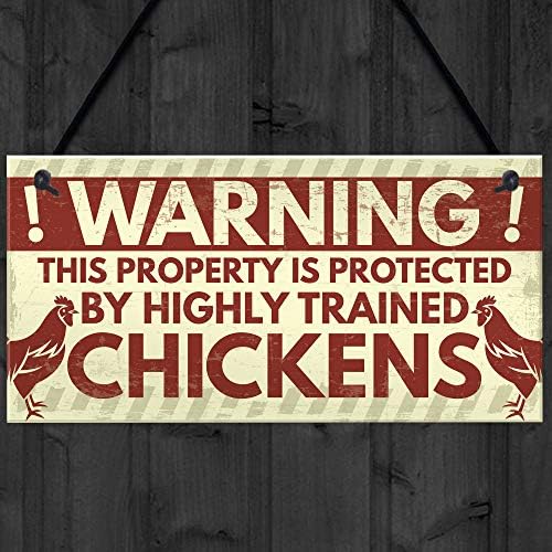 RED OCEAN Novelty Chicken Warning Sign Pet Bird Hen Gifts Chicken Coop Garden Home Plaque Funny Birthday Gift For Chicken Lovers