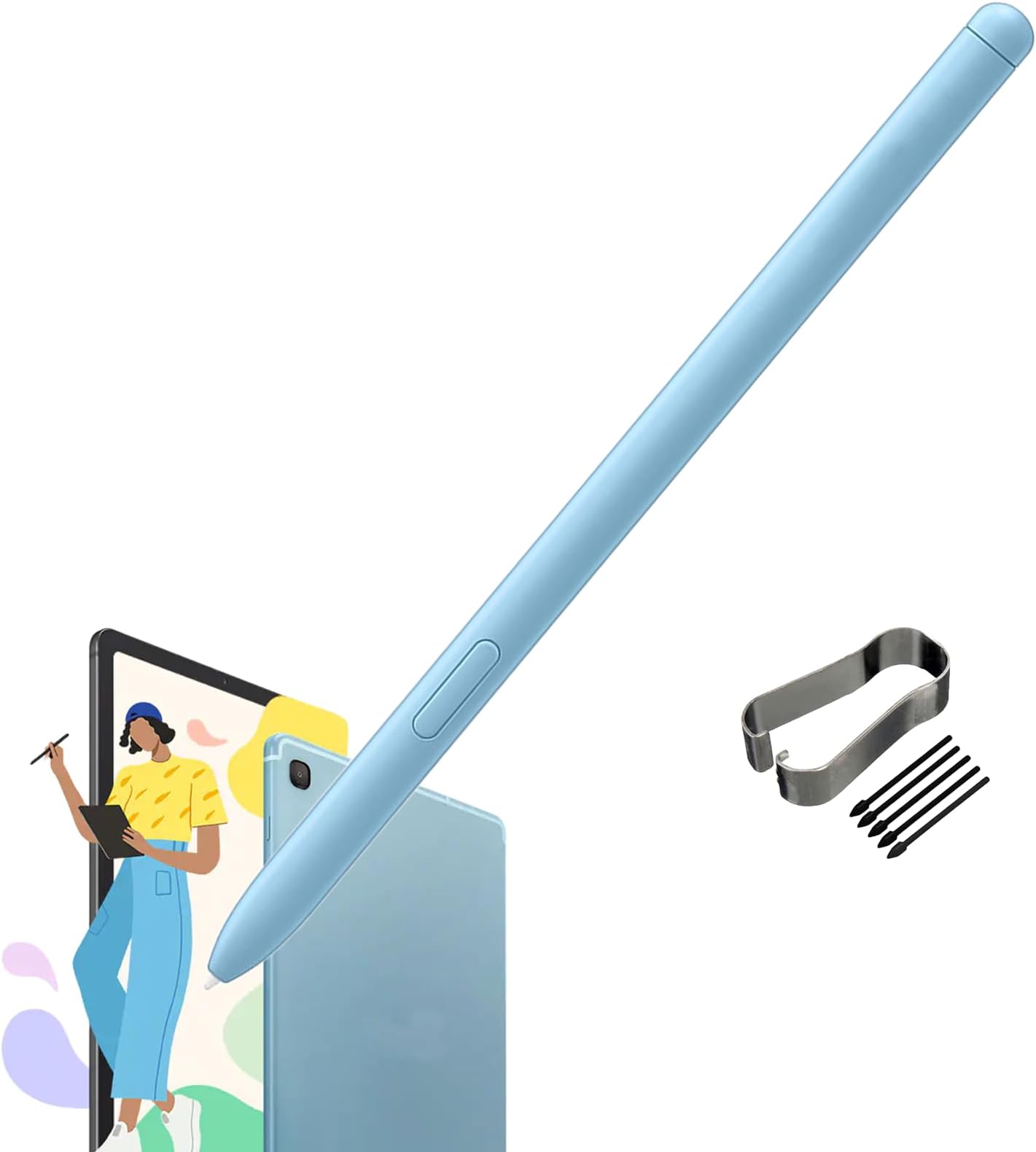 PCTC Galaxy Tab S6 Lite Stylus Pen Replacement for Samsung Galaxy Tab S6 Lite (EJ-PP610), Stylus Pen S Pen for Galaxy Tab S6 Lite Stylus Pen + Free Replacement Tips/Tips (Angora Blue)