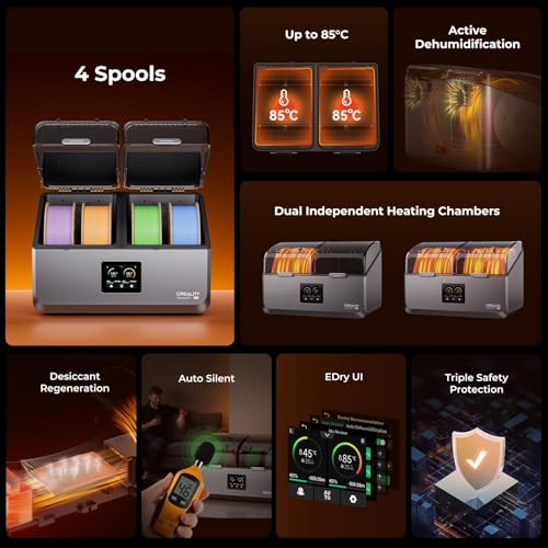 Image of Creality Space Pi X4 Filament Dryer Box, New Upgrade 4-Spool 3D Printer Filament Storage with Dual Heating Chambers, 200W Fast Heating Up to 85℃, for PLA, PETG, ABS, TPU, Nylon, PC