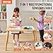 VEVOR Sensory Table for Toddlers, Kids Activity Table with 3 Foldable Storage Bins & Double-Sided Board, Indoor/Outdoor Play Sand and Water Table, Wooden Kids Sensory Table for Drawing Studying Dining