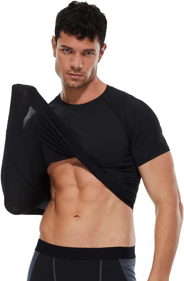 YEL Men Compression Shirt Short Sleeve Football Basketball Baseball Baselayer Quick Dry Undershirts Workout Gym T-Shirt Top