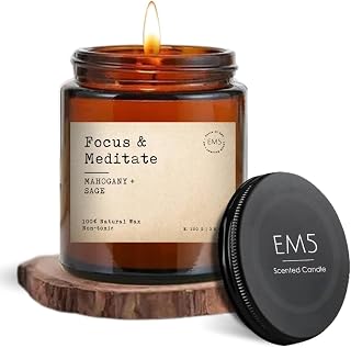 Generic Mahogany & Sage Scented Candle (100g) - Natural Wax for Focus & Meditation - Long Lasting 30 Hour Clean Burn - Smokeless & Non-Toxic Woodsy Aromatherapy for Home Office and Rituals