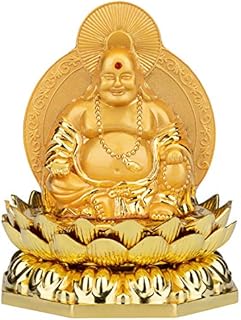 Prime Feng Shui Double Laughing Buddha Figure Golden Maitreya Home Office Decoration fragrance Car Ornaments Bless Safety and Wealth