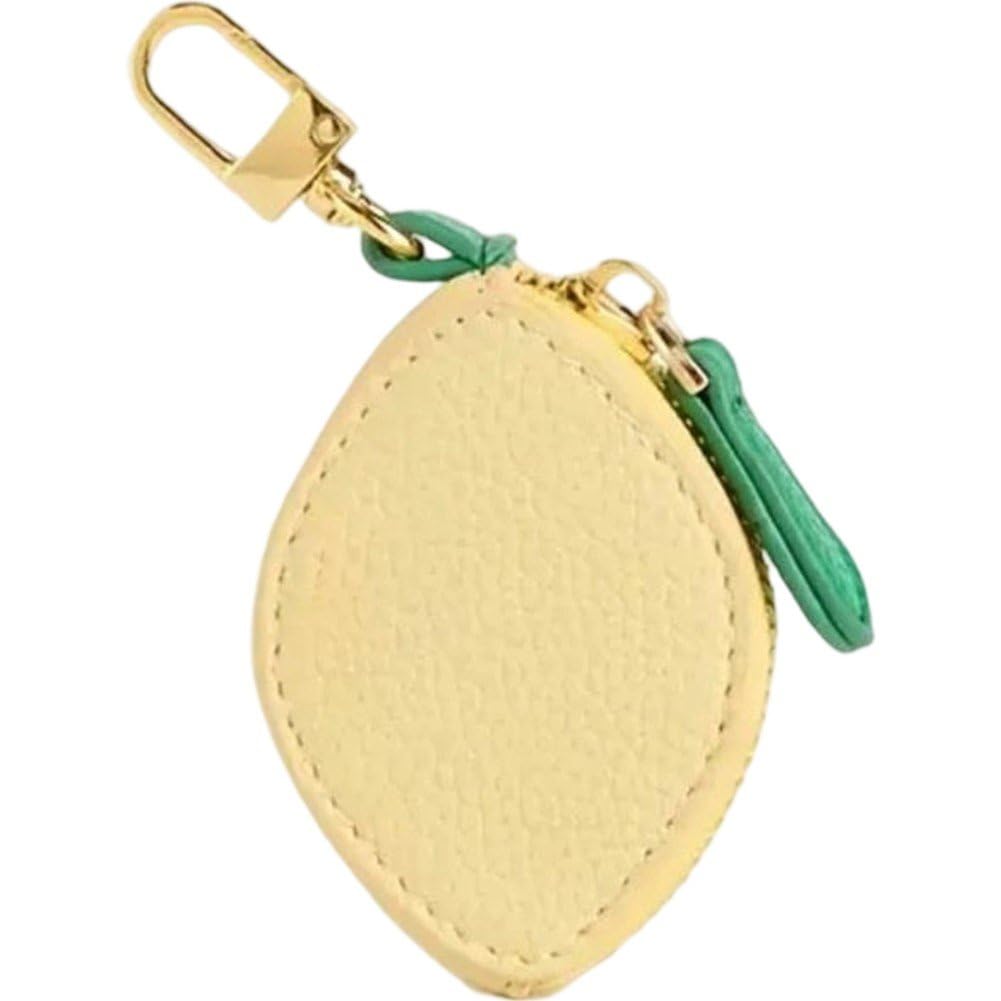 Uzztfa Girls Yellow Cute Lemon Purse Keychain Fruit Coin Purse Keyring Mini Coin Pouch Wallet Change Purse With Key Chain For Women
