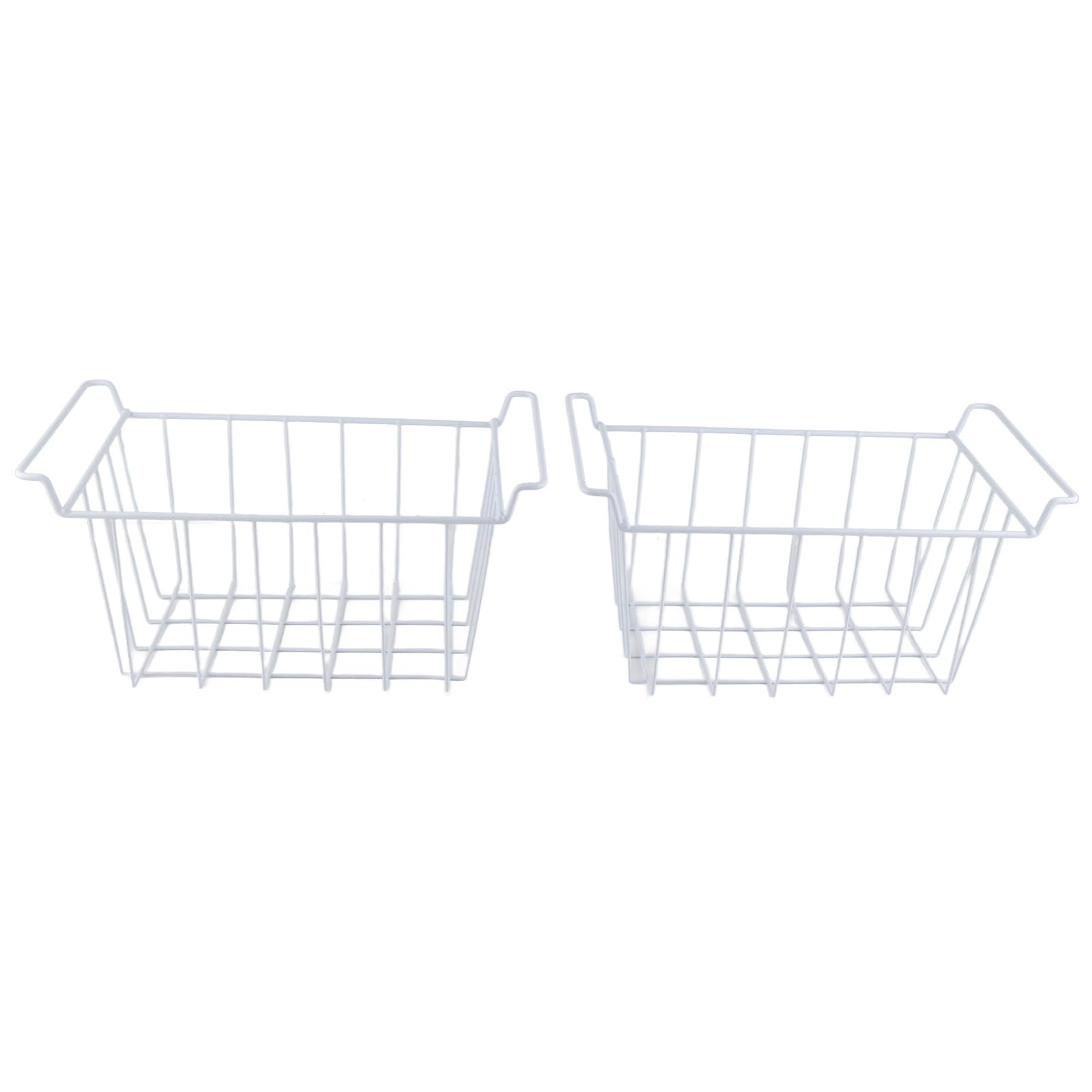 Cryfokt Panier Organisateur pour congélateur, 2pcs Refrigerator Metal Bins, Grands paniers de Rangement en Fil métallique avec poignées, Bacs de Rangement en métal pour (39x20x20cm /