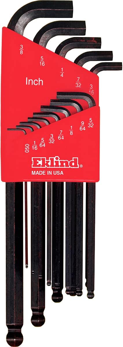 Eklind Tool 13113 Stubby-Ball-Hex-L Key allen wrench - 13pc set SAE Inch Sizes .050-3/8 Long series