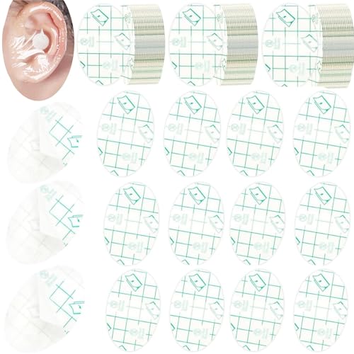 100 PCS Clear Waterproof Ear Covers for Shower – Disposable Swimming Ear Stickers - Ear Shower Caps Protectors for Shower,Swimming, Surfing, Snorkeling & Water Sports 2.7 x 1.7in