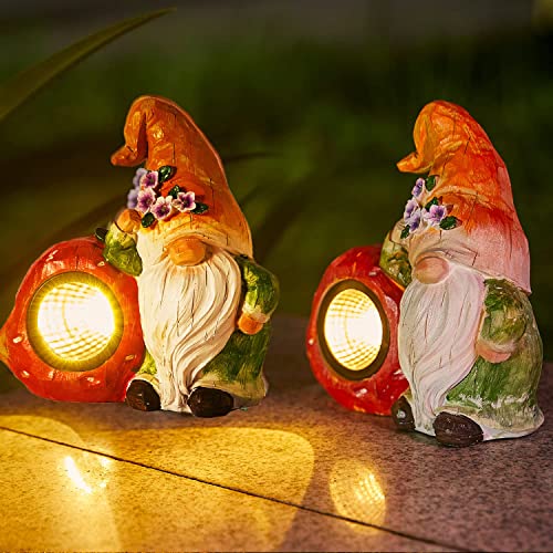 2 Stück Solar-Zwerg-Lichter, Garten-Harz-LED-Strahler für den Außenbereich, Wege, Hof, solarbetrieben, wasserdicht, dekorative Statuen, Figur für Landschaftsdekoration