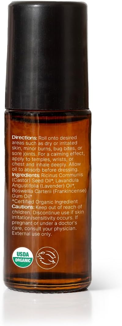 Plant Therapy Organic Lavender & Frankincense Castor Body Oil Roll-On 30 mL (1 oz) Soothes Dryness, and Skin Irritation, Calming Aroma, Relaxation, Pure, Organic Formula, Healing Benefits - Image 8