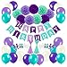 Produktbild Parsion Geburtstagsdeko, Geburtstag Dekoration Set Kindergeburtstag Deko 1 Girlande Alles Gute zum Geburtstag Happy Birthday + 24 Meerjungfrau Kuchendeckel + 40 Große Geperlte Ballo für jeden Altern