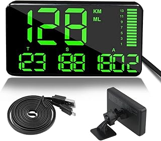 Digital Universal GPS HUD Speedometer Display GPS Head Up Dispaly Speedometer Car Truck Odometer with Over Speed Warning/Car Clock / 5.4in Large Screen KingNeed C90