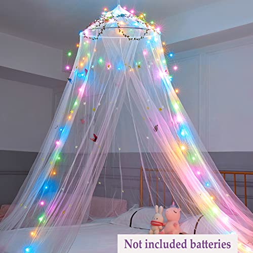 Image of FIOBEE Bed Canopy for Girls Room with LED Light Kids Toddler Bedroom Decor
