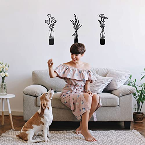 Yiyou Flowers Wall Decor Modern Aesthetic Minimalist Black Floral Wall Art Flower Wall Decorations For Bedroom Bathroom Wall Sculpture Housewarming Gift - Pack Of 3 #TOP4