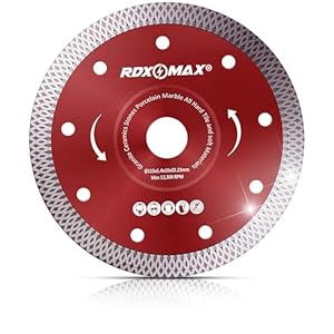 RDXMAX ® 115mm Diamond Cutting Discs for Angle Grinder - Super Thin Fast, Clean Cut on Porcelain, Granite, Marble, Concrete, Tiles, Stones, Bricks & Ceramics- 4.5" Wheel - Size 115 x 1.4 x 22.23mm