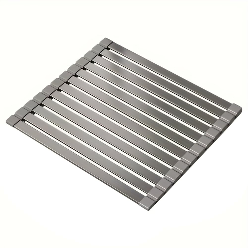 Hndhbfgrt No-Drill Sink Drain Rack, Roll-Up Sink Storage Rack, Foldable Kitchen Dish Rack 45cm