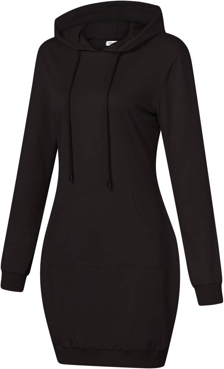 MISSKY Women's Pullover Hooded Kangaroo Pocket Sweatshirt Casual Hoodie Dress - Image 4